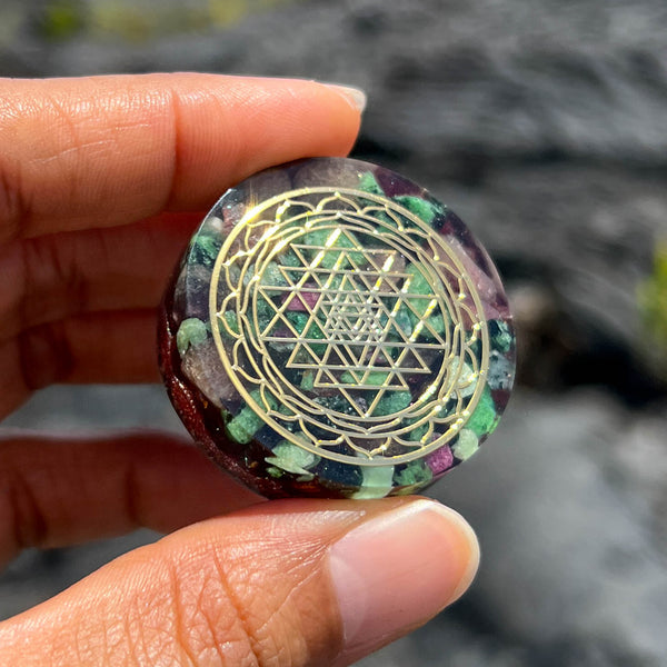 Cosmic Powerful Pocket Orgone (Sri Yantra) - Galactic Gold Healing Energy Transmuter