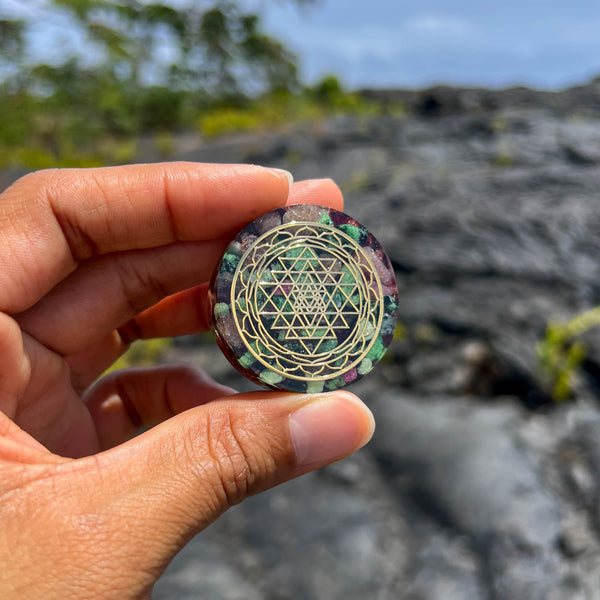 Cosmic Powerful Pocket Orgone (Sri Yantra) - Galactic Gold Healing Energy Transmuter