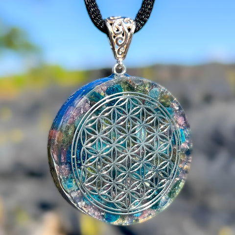 Harmonic Star Resonator - Lunar Ray Orgone Amulet (Flower Of Life) - Star Gate