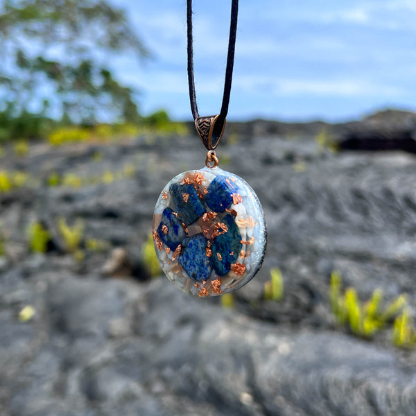 Harmonic Star Resonator - Universal Chi Orgone Amulet (Moonstone + Lapis + Blue Lace Agate)