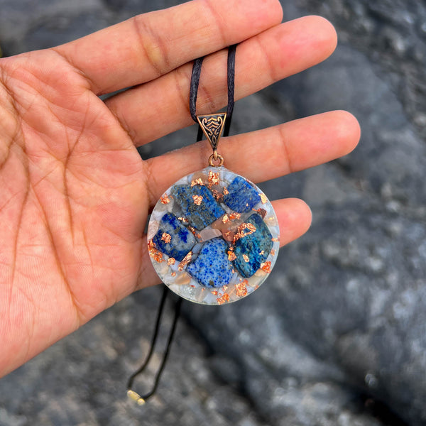 Harmonic Star Resonator - Universal Chi Orgone Amulet (Moonstone + Lapis + Blue Lace Agate)