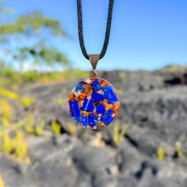 Harmonic Star Resonator - Universal Chi Orgone Amulet (Lapis + Petrified Wood)