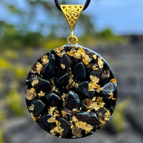 Harmonic Star Resonator - Solar Ray Orgone Amulet (Tourmaline + Hematite + Turritella Agate)