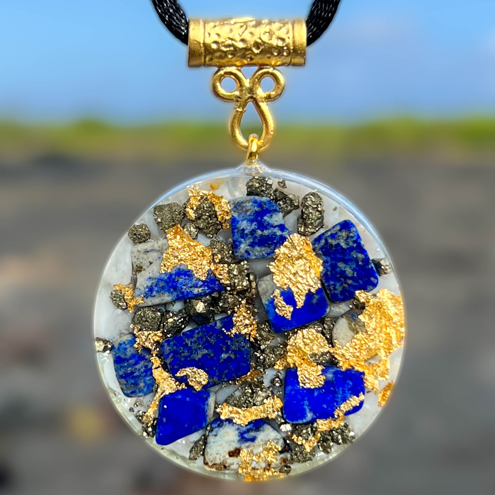 Harmonic Star Resonator - Solar Ray Orgone Amulet (Lapis + Pyrite + Blue Lace Agate)